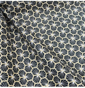 Coupon Coton Enduit / Motif Géométrique – Riad Noir