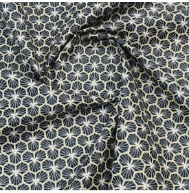 issu Coton Enduit / Motif Mosaïque Riad Noir