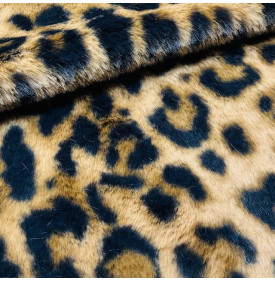 Coupon Fourrure Synthétique "Léopard" Caramel/ Marron