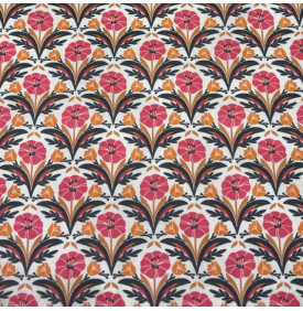 Tissu Coton Enduit « Selma » Orange/ Rose – Motif Floral
