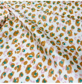 Coupon Coton Enduit « Karlia » – Ocre/ Rose