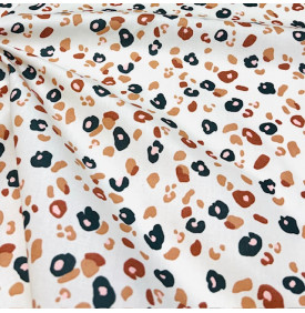 Tissu Coton Enduit / Motif Léopard - Felyna Écru & Marron