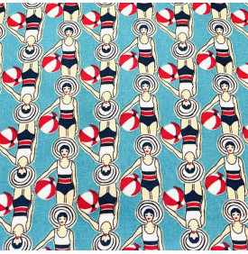 Coupon Coton Enduit « Nageuses » Turquoise