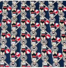 Coupon Coton Enduit « Nageuses » Navy