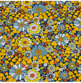 Tissus Coton Enduit / Motif Floral - Chil Jaune& Bleu | 14.90 €/M