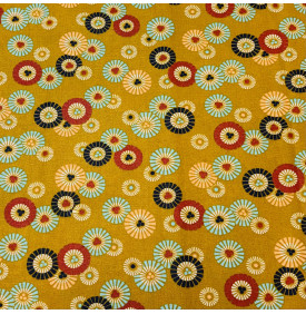 Tissus Coton Enduit / Motif Rosaces - Soleil Levant Jaune