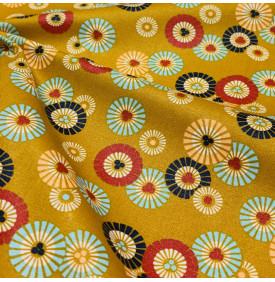 Tissus Coton Enduit / Graphique Soleil Levant - Jaune – Coupon