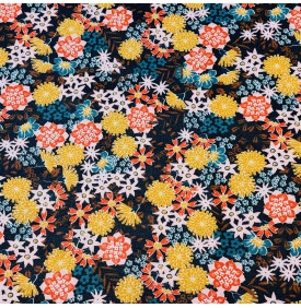 Tissus Coton Enduit / Fleuri Akemi - Marine – Coupon