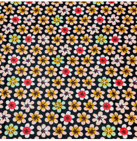 Tissus Coton Enduit / Fleuri Nami - Noir – Coupon