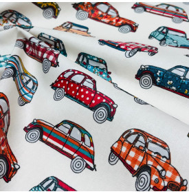 Coupon Coton Enduit « Deudeuche » Ivoire / Rouge