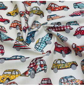 Coupon Coton Enduit « Deudeuche » Ivoire / Rouge