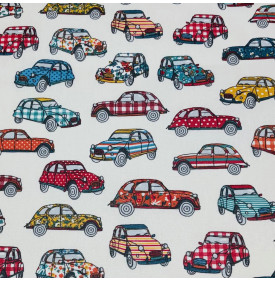 Coupon Coton Enduit « Deudeuche » Ivoire / Rouge