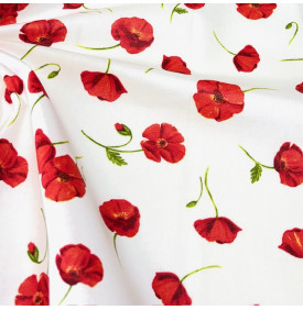 Coupon Coton Enduit « Coquelicot » – Écru