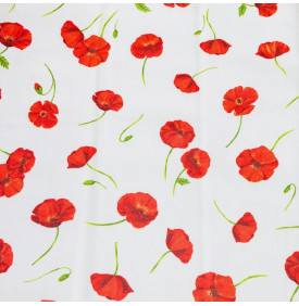 Coupon Coton Enduit « Coquelicot » – Écru
