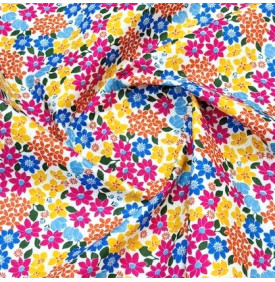 Coupon Coton Enduit « Gladys » – Rose / Jaune