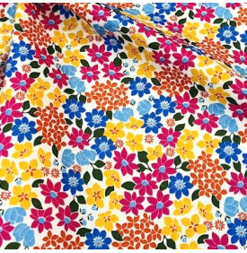 Coupon Coton Enduit « Gladys » – Rose / Jaune