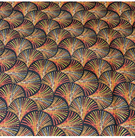 Tissu Coton Enduit / Éventails Plumes – Orange | Coupon