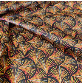 Tissu Coton Enduit / Éventails Plumes – Orange | Coupon