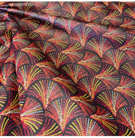 Coupon Coton Enduit « Plumes » – Rouge