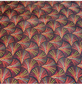 Coupon Coton Enduit « Plumes » – Rouge