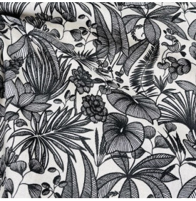 Coupon Coton Enduit « Java » - Blanc/ Noir