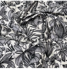 Coupon Coton Enduit « Java » - Blanc/ Noir