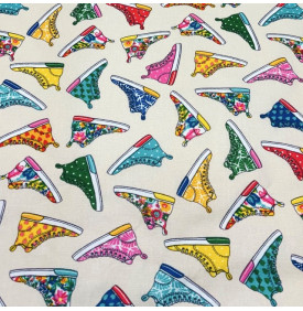 Coupon Coton Enduit « Baskets » - Multicolores