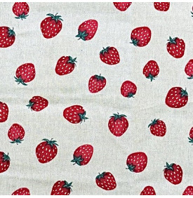 Coupon Toile Palace "Fraises" Rouge - 50 x 160 cm - Tissu Ameublement