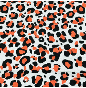 Coupon Tissu Aspect Lin – Léopard Orange