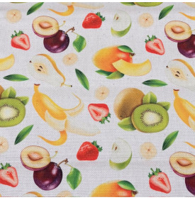 Coupon Tissu Aspect Lin – Fruits Multicolores