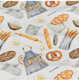 Coupon Aspect Lin Imprimé / Gourmand Boulangerie Beige