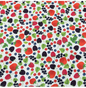 Coupon Tissu Aspect Lin – Mini Fruits Rouges | Cuisine & Déco – Différents Formats