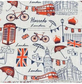 Coupon Tissu Aspect Lin – Londres Rouge