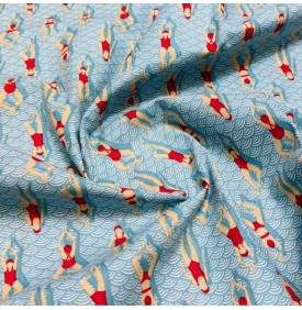 Coupon Coton - Swimming Pool Bleu / Rouge