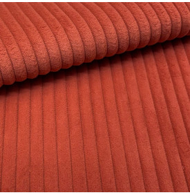 Tissu Velours Côtelé / Larges Cotes – Terracotta | Coupon tenue