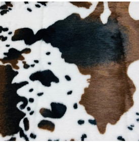 Fourrure Synthétique "Vache" Blanc/ Marron