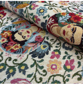 Tissu Jacquard Imprimé / Motif Ethnique - Muse Mexicaine Multicolore | 12.90 €/M