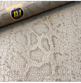 Simili cuir effet reptile croco & snake, teinte camel naturelle, idéal pour sacs et accessoires.