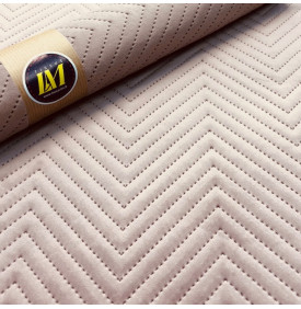 Velours matelassé chevron rose poudré – 280 g/m² – Laize 140 cm
