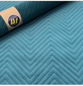 Tissu Velours Chevron Matelassé / Bleu Canard | 21.90 €/M