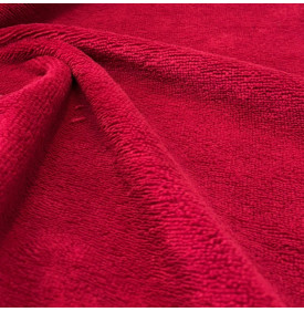 Tissu éponge bambou velours rouge grenat  très doux et absorbant