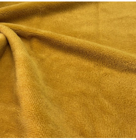 Tissu éponge bambou velours jaune moutarde  très doux et absorbant
