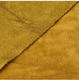 Tissu éponge bambou velours jaune moutarde  très doux et absorbant