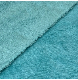 Tissu éponge bambou velours bleu lagon  très doux et absorbant