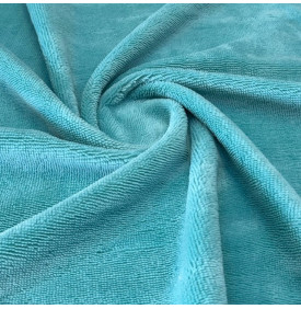 Tissu éponge bambou velours bleu lagon  très doux et absorbant