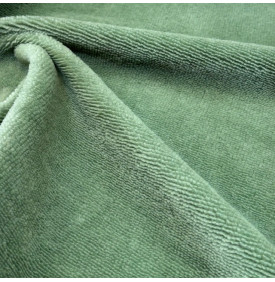 Tissu éponge bambou velours vert romarin  très doux et absorbant
