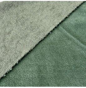 Tissu éponge bambou velours vert romarin  très doux et absorbant