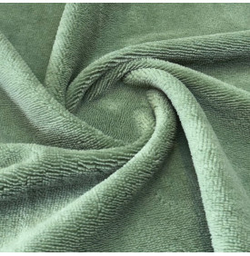 Tissu éponge bambou velours vert romarin  très doux et absorbant