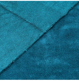 Tissu éponge bambou velours bleu paon  très doux et absorbant