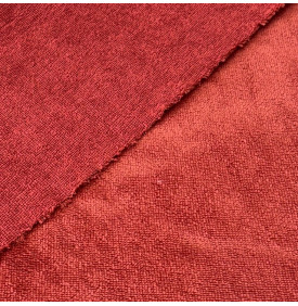 Tissu éponge bambou velours rouge paprika  très doux et absorbant